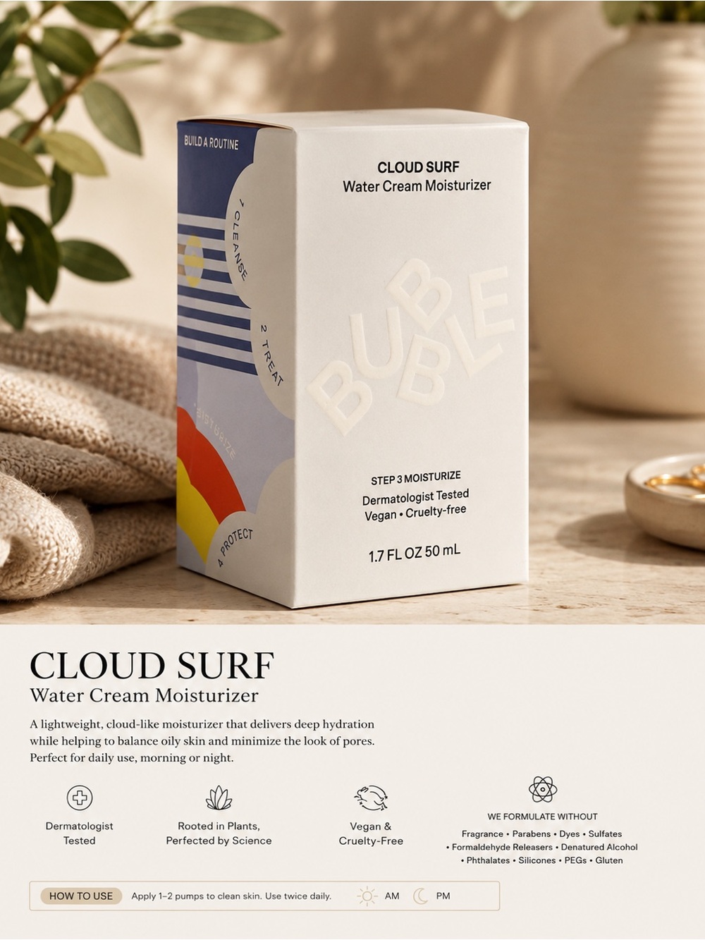 Bubble Cloud Surf Water Cream Moisturizer NIB